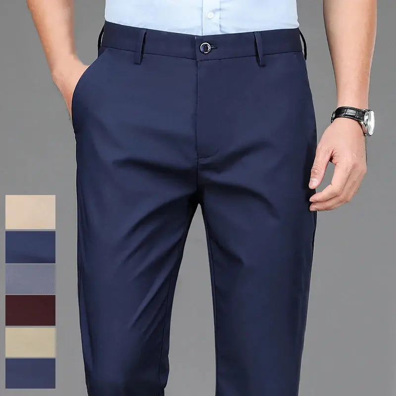 Versatile men's trousers in dark gray, ideal for both meetings and casual outings.