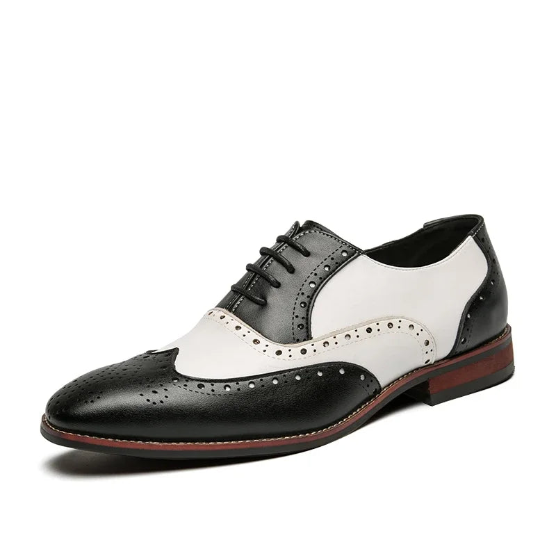 Lace-up oxfords with a bold design for modern business attire.