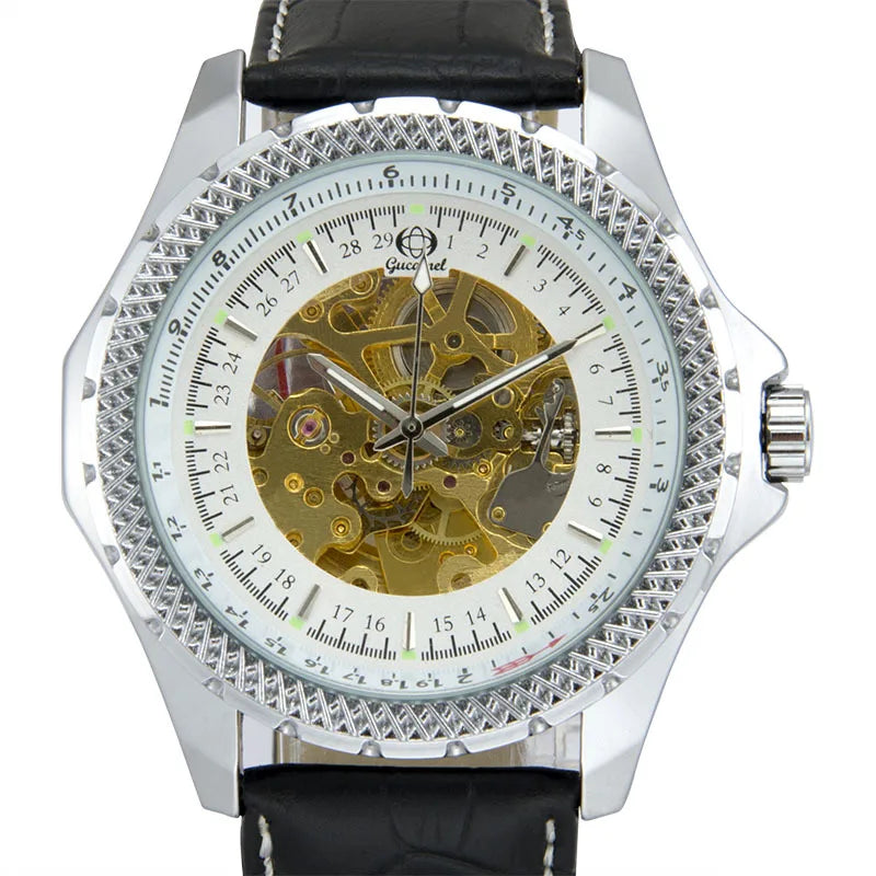 Durable timepiece with a unique skeleton design, ideal for making a statement.