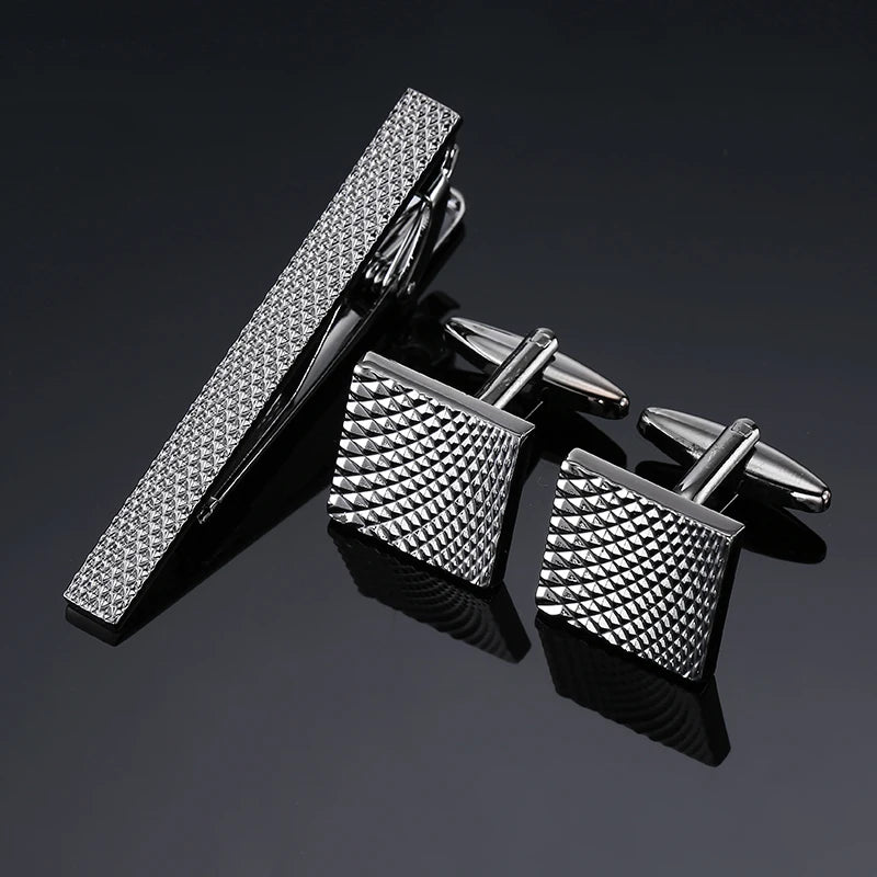 High-quality cufflinks set with crystal inlays, ideal for sophisticated dress.
