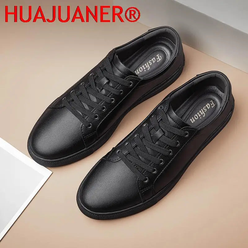 Handcrafted genuine leather casual sneakers for men with durable weather-ready construction
