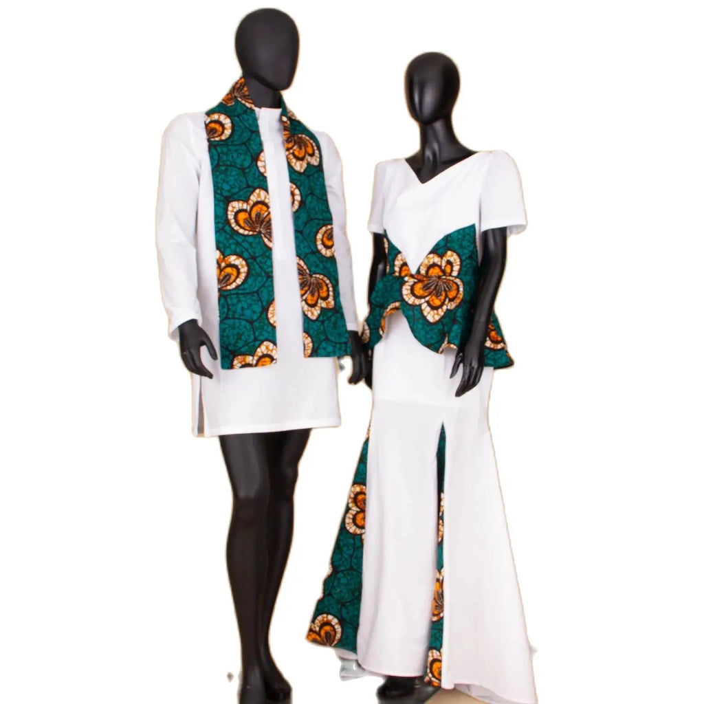 Dashiki Couple African Matching Outfits – Ankara Party Dress & Men's Top