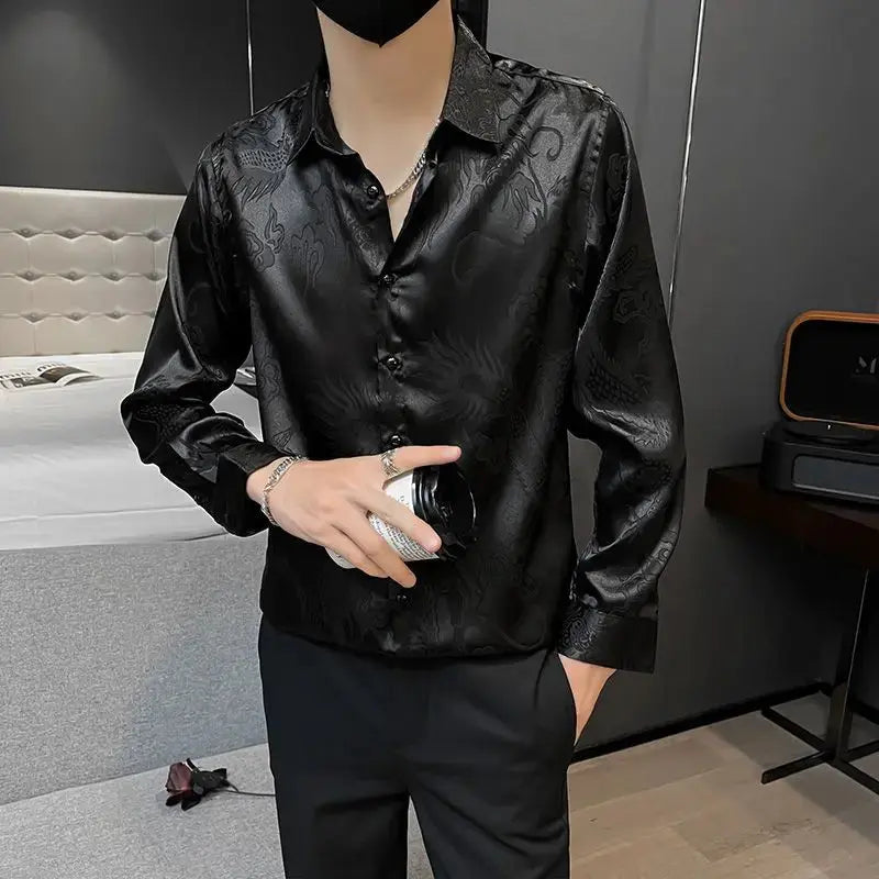 Model wearing the Clouds of Comfort silk shirt, highlighting its tailored fit and lightweight feel.
