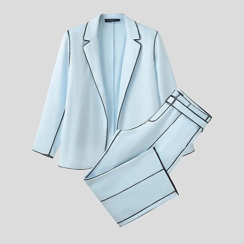 Versatile patchwork outfit for men, designed to command attention in any room.