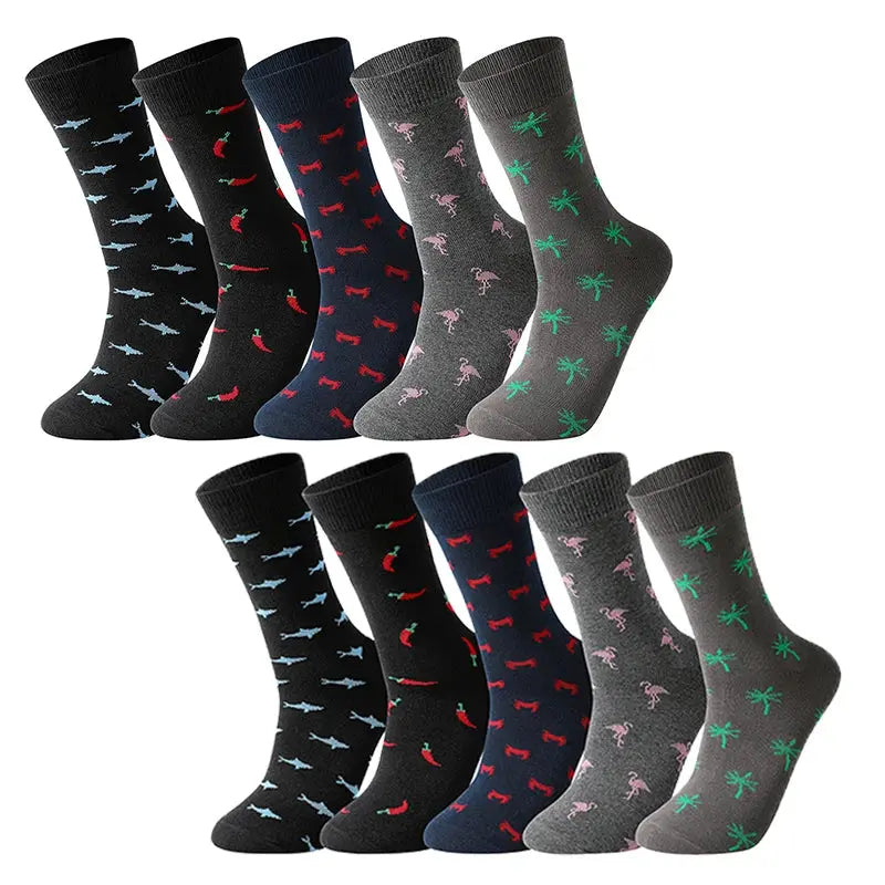 Whimsical Charm socks with vibrant animal prints in a soft cotton blend.