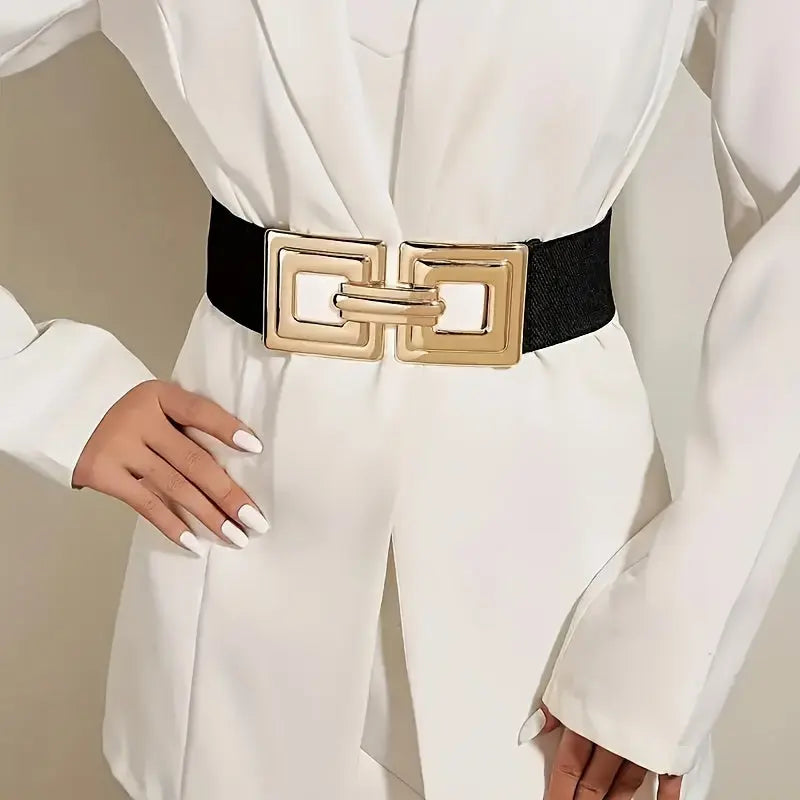 Leopard print detail adds a daring touch to this versatile fashion belt.