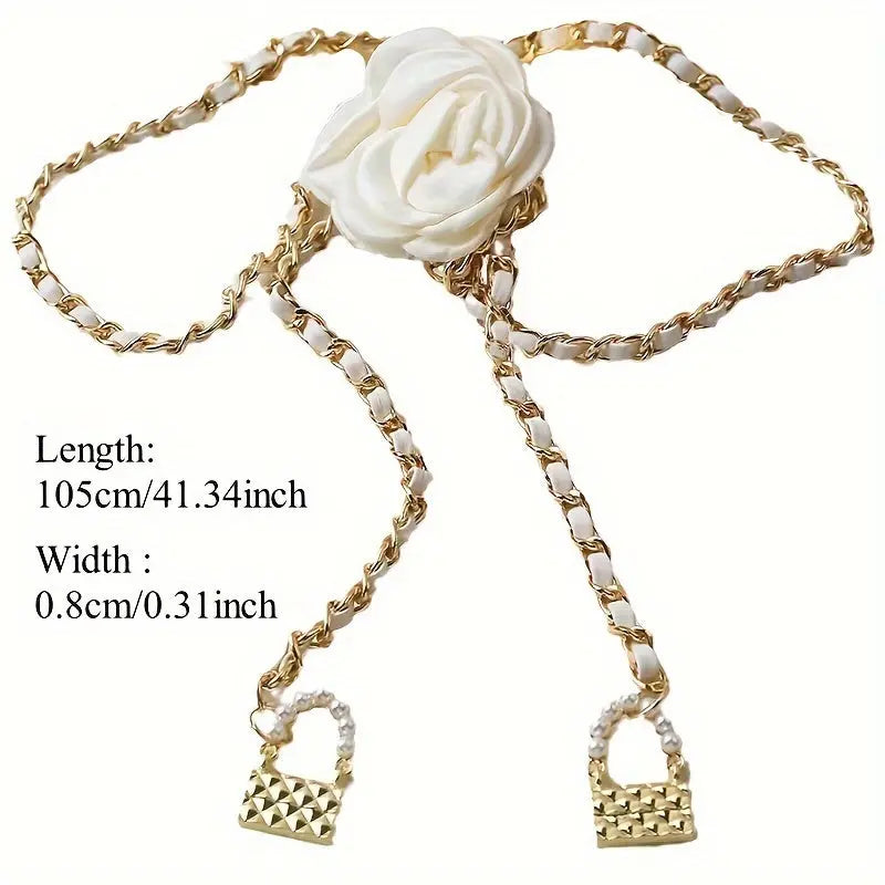 Adjustable Golden Rose Belt, perfect for casual wear and brunch outfits.