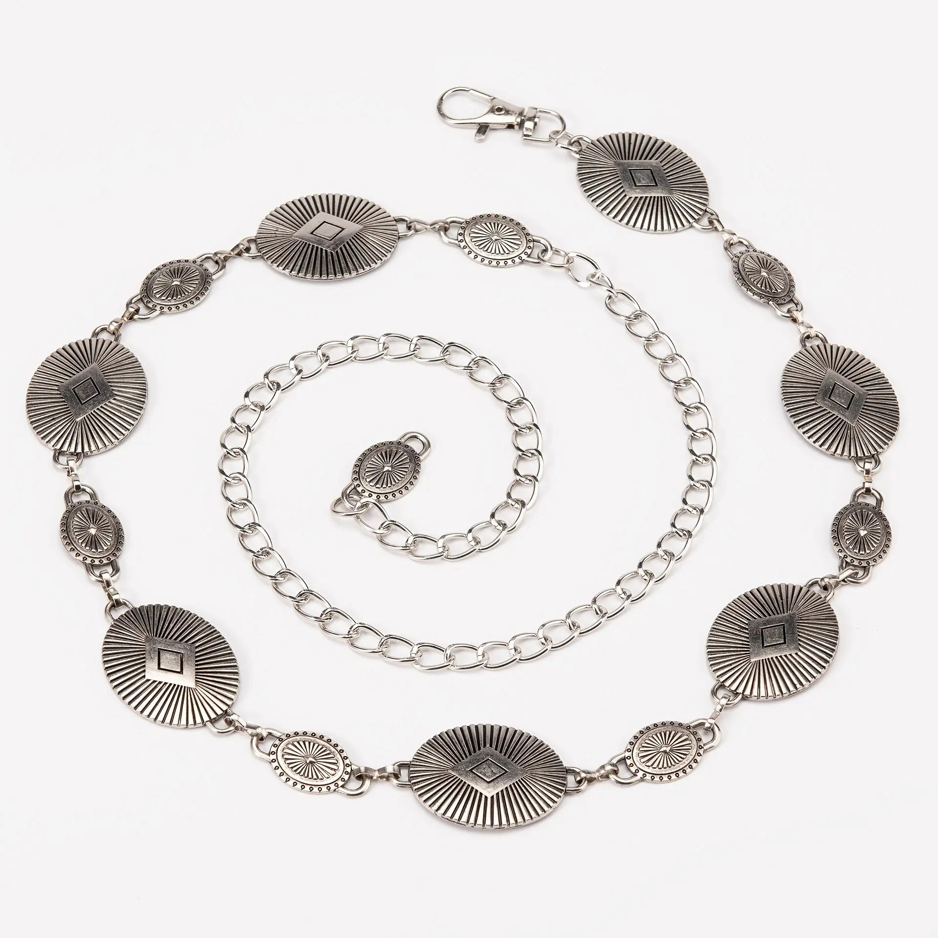 Close-up of the adjustable Golden Hour Glow waist chain showcasing its delicate design.