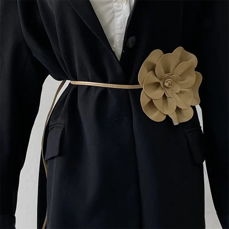 Vintage-inspired floral belt, adjustable fit for a comfortable silhouette.